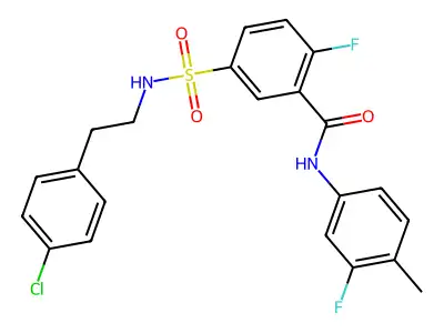 5-(N-(4-chlorophenethyl)sulfamoyl)-2-fluoro-N-(3-fluoro-4-methylphenyl)benzamide structure