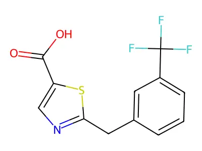 2-[[3-(trifluoromethyl)phenyl]methyl]-1,3-thiazole-5-carboxylic Acid structure