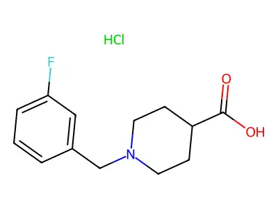 4-Piperidinecarboxylic acid, 1-[(3-fluorophenyl)methyl]-, hydrochloride (1:1) structure
