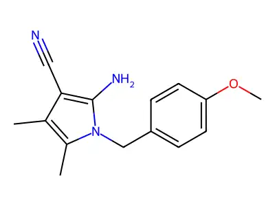 2-amino-1-(4-methoxybenzyl)-4,5-dimethyl-1H-pyrrole-3-carbonitrile structure
