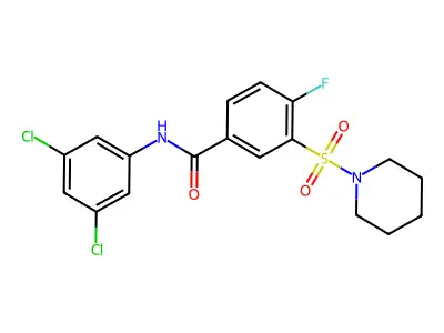 N-(3,5-dichlorophenyl)-4-fluoro-3-piperidin-1-ylsulfonylbenzamide structure