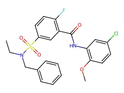 5-[benzyl(ethyl)sulfamoyl]-N-(5-chloro-2-methoxyphenyl)-2-fluorobenzamide structure