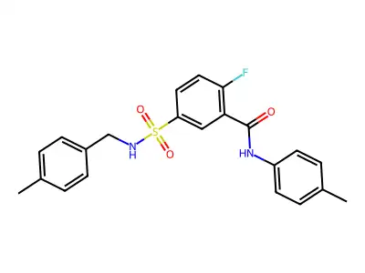 2-fluoro-5-(N-(4-methylbenzyl)sulfamoyl)-N-(p-tolyl)benzamide structure
