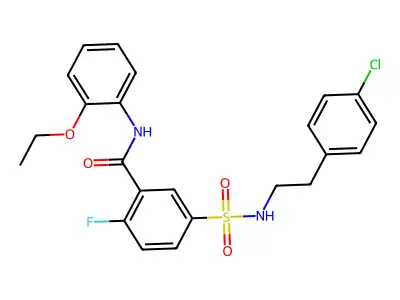 5-(N-(4-chlorophenethyl)sulfamoyl)-N-(2-ethoxyphenyl)-2-fluorobenzamide structure