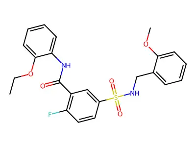 N-(2-ethoxyphenyl)-2-fluoro-5-(N-(2-methoxybenzyl)sulfamoyl)benzamide structure