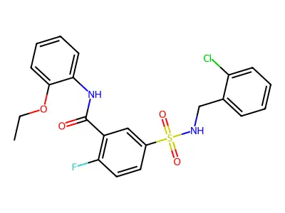 5-(N-(2-chlorobenzyl)sulfamoyl)-N-(2-ethoxyphenyl)-2-fluorobenzamide structure