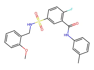 2-fluoro-5-(N-(2-methoxybenzyl)sulfamoyl)-N-(m-tolyl)benzamide structure