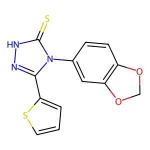 4-(1,3-benzodioxol-5-yl)-3-thiophen-2-yl-1H-1,2,4-triazole-5-thione structure