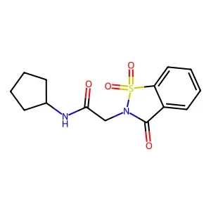N-cyclopentyl-2-(1,1-dioxido-3-oxo-1,2-benzisothiazol-2(3H)-yl)acetamide structure