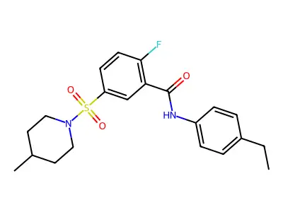 N-(4-ethylphenyl)-2-fluoro-5-((4-methylpiperidin-1-yl)sulfonyl)benzamide structure