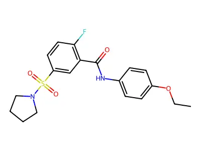 N-(4-ethoxyphenyl)-2-fluoro-5-pyrrolidin-1-ylsulfonylbenzamide structure