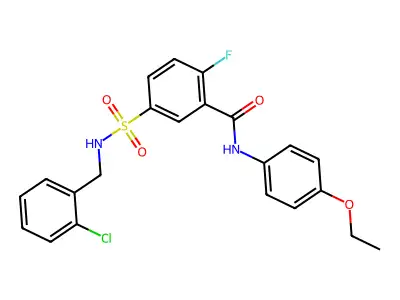 5-(N-(2-chlorobenzyl)sulfamoyl)-N-(4-ethoxyphenyl)-2-fluorobenzamide structure