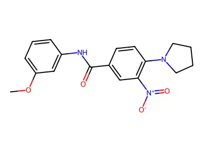 N-(3-methoxyphenyl)-3-nitro-4-(pyrrolidin-1-yl)benzamide structure