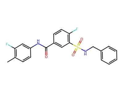 3-(benzylsulfamoyl)-4-fluoro-N-(3-fluoro-4-methylphenyl)benzamide structure