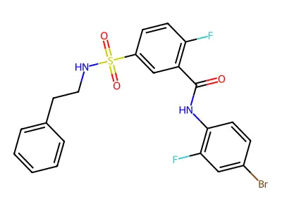 N-(4-bromo-2-fluorophenyl)-2-fluoro-5-(N-phenethylsulfamoyl)benzamide structure