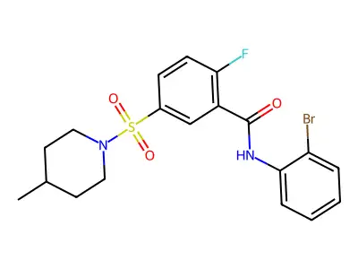 N-(2-bromophenyl)-2-fluoro-5-(4-methylpiperidin-1-yl)sulfonylbenzamide structure