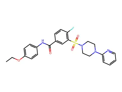 N-(4-ethoxyphenyl)-4-fluoro-3-(4-pyridin-2-ylpiperazin-1-yl)sulfonylbenzamide structure