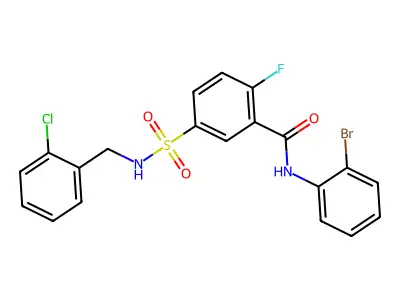 N-(2-bromophenyl)-5-(N-(2-chlorobenzyl)sulfamoyl)-2-fluorobenzamide structure