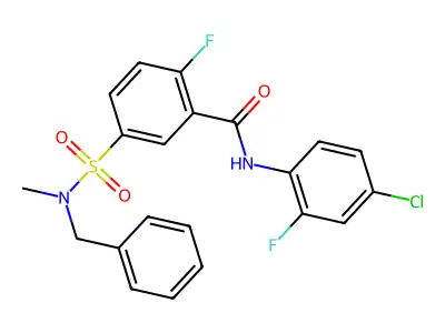 5-[benzyl(methyl)sulfamoyl]-N-(4-chloro-2-fluorophenyl)-2-fluorobenzamide structure