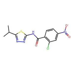 2-chloro-4-nitro-N-(5-propan-2-yl-1,3,4-thiadiazol-2-yl)benzamide structure