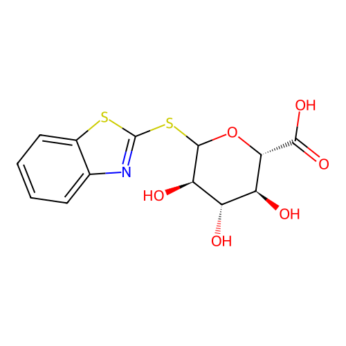 Glucosiduronic acid, 2-benzothiazolyl-1-thio- structure