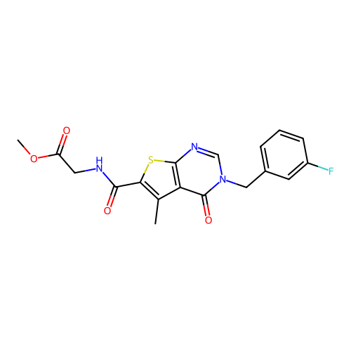 METHYL 2-({3-[(3-FLUOROPHENYL)METHYL]-5-METHYL-4-OXO-3H,4H-THIENO[2,3-D]PYRIMIDIN-6-YL}FORMAMIDO)ACETATE structure