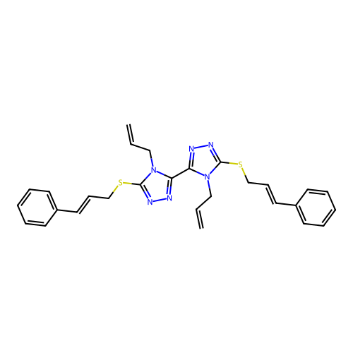 4,4'-diallyl-5,5'-bis(cinnamylthio)-4H,4'H-3,3'-bi(1,2,4-triazole) structure