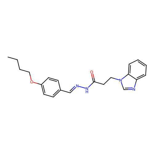 3-(1H-benzimidazol-1-yl)-N'-[(E)-(4-butoxyphenyl)methylidene]propanehydrazide structure