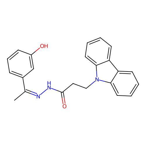3-(9H-carbazol-9-yl)-N'-[(1Z)-1-(3-hydroxyphenyl)ethylidene]propanehydrazide structure