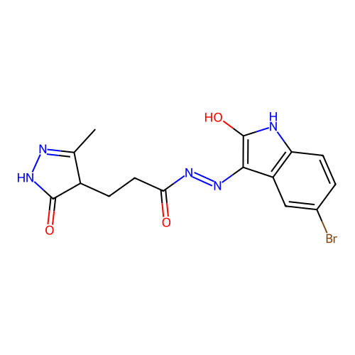 N'-[(3E)-5-BROMO-2-OXO-2,3-DIHYDRO-1H-INDOL-3-YLIDENE]-3-(3-METHYL-5-OXO-4,5-DIHYDRO-1H-PYRAZOL-4-YL)PROPANEHYDRAZIDE structure