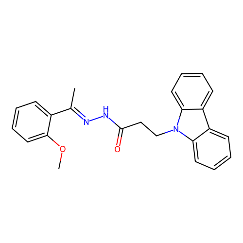 3-(9H-carbazol-9-yl)-N'-[(1E)-1-(2-methoxyphenyl)ethylidene]propanehydrazide structure