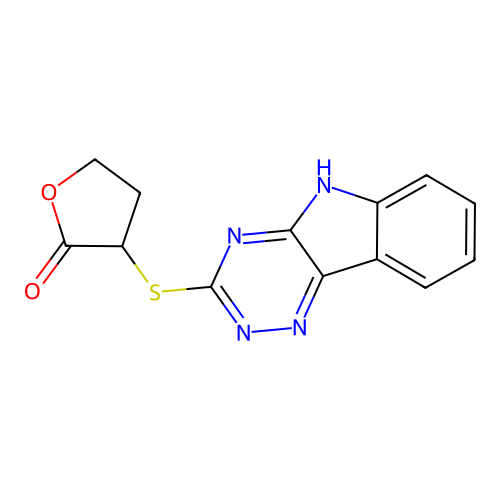 3-(5H-[1,2,4]triazino[5,6-b]indol-3-ylsulfanyl)dihydrofuran-2(3H)-one structure