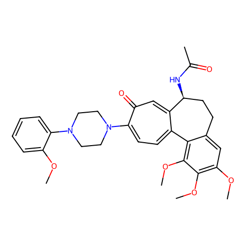 (S)-N-(1,2,3-trimethoxy-10-(4-(2-methoxyphenyl)piperazin-1-yl)-9-oxo-5,6,7,9-tetrahydrobenzo[a]heptalen-7-yl)acetamide structure
