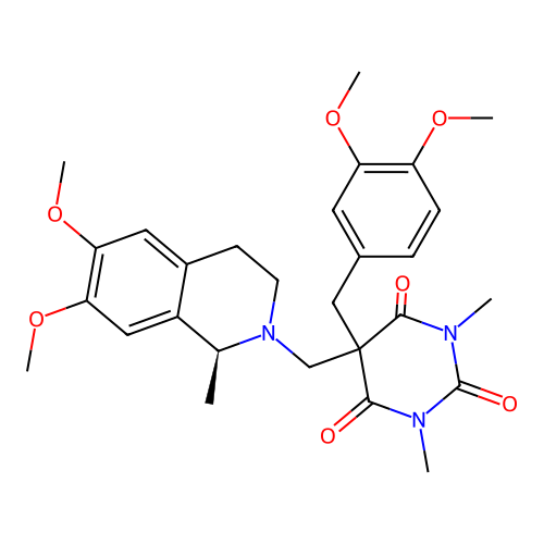 (S)-5-((6,7-dimethoxy-1-methyl-3,4-dihydroisoquinolin-2(1H)-yl)methyl)-5-(3,4-dimethoxybenzyl)-1,3-dimethylpyrimidine-2,4,6(1H,3H,5H)-trione structure