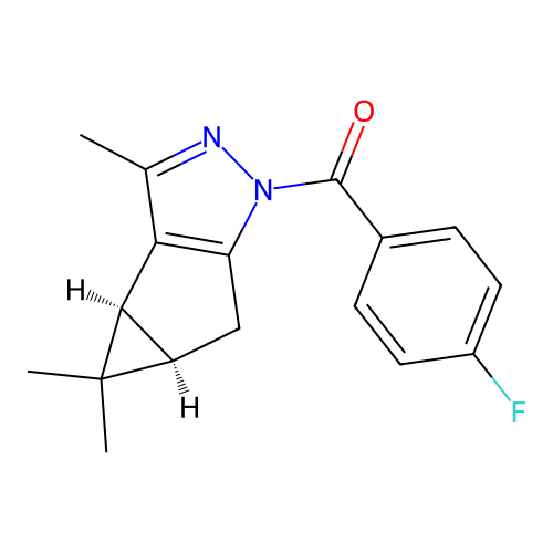 (4-fluorophenyl)((3bS,4aR)-3,4,4-trimethyl-3b,4,4a,5-tetrahydro-1H-cyclopropa[3,4]cyclopenta[1,2-c]pyrazol-1-yl)methanone structure
