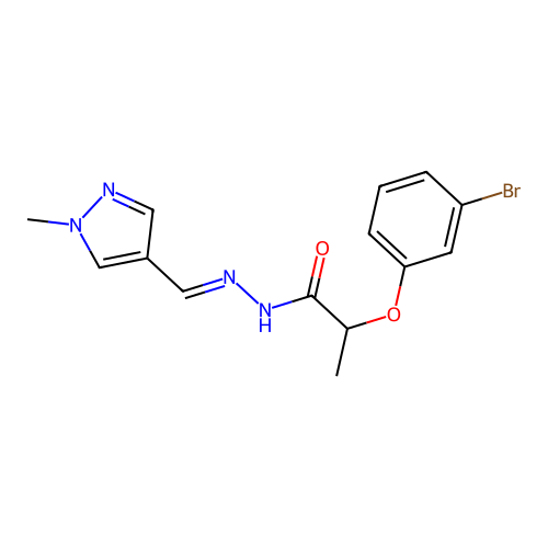 2-(3-bromophenoxy)-N'-[(E)-(1-methyl-1H-pyrazol-4-yl)methylidene]propanehydrazide structure