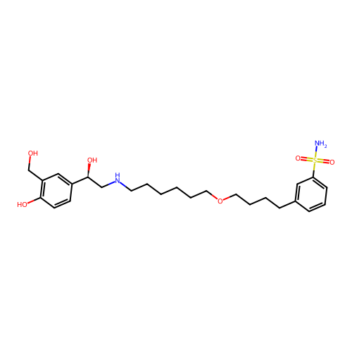 Benzenesulfonamide, 3-(4-((6-(((2R)-2-hydroxy-2-(4-hydroxy-3-(hydroxymethyl)phenyl)ethyl)amino)hexyl)oxy)butyl)- structure