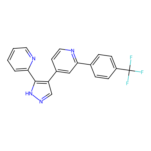 2-[4-(trifluoromethyl)phenyl]-4-(3-pyridin-2-yl-1H-pyrazol-4-yl)pyridine structure
