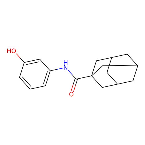 N-(3-hydroxyphenyl)tricyclo[3.3.1.1~3,7~]decane-1-carboxamide structure