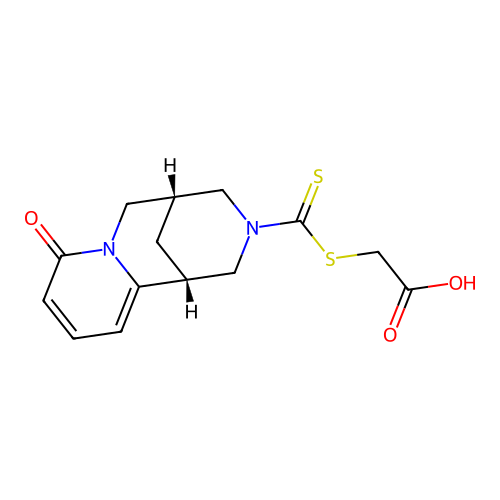 2-(((1R,5R)-8-oxo-2,3,4,5,6,8-hexahydro-1H-1,5-methanopyrido[1,2-a][1,5]diazocine-3-carbonothioyl)thio)acetic acid structure
