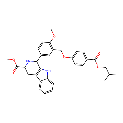 methyl 1-(3-((4-(isobutoxycarbonyl)phenoxy)methyl)-4-methoxyphenyl)-2,3,4,9-tetrahydro-1H-pyrido[3,4-b]indole-3-carboxylate structure