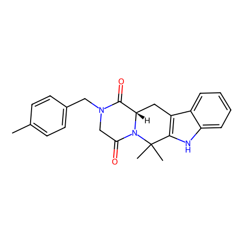 (12aS)-6,6-dimethyl-2-(4-methylbenzyl)-2,3,6,7,12,12a-hexahydropyrazino[1',2':1,6]pyrido[3,4-b]indole-1,4-dione structure