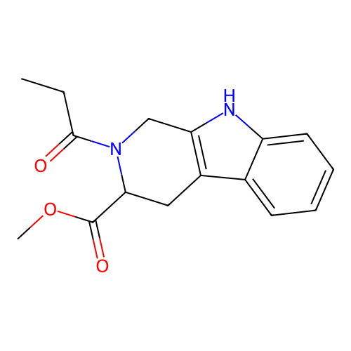 methyl 2-propanoyl-2,3,4,9-tetrahydro-1H-beta-carboline-3-carboxylate structure