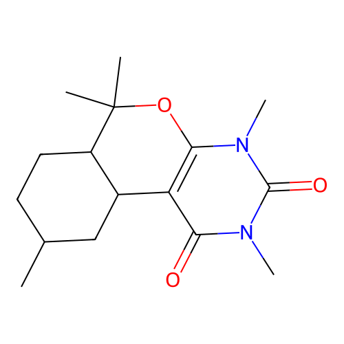 2,4,6,6,9-pentamethyl-4,6,6a,7,8,9,10,10a-octahydro-1H-isochromeno[3,4-d]pyrimidine-1,3(2H)-dione structure