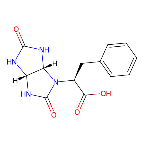 (2S)-2-[(3aR,6aS)-2,5-dioxo-3,3a,6,6a-tetrahydro-1H-imidazo[4,5-d]imidazol-4-yl]-3-phenylpropanoic acid structure