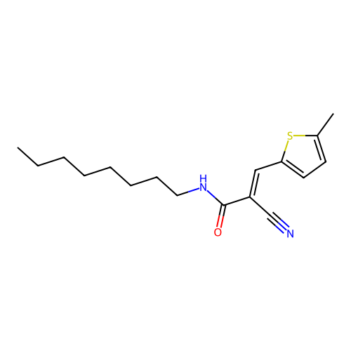 2-cyano-3-(5-methylthiophen-2-yl)-N-octylprop-2-enamide structure