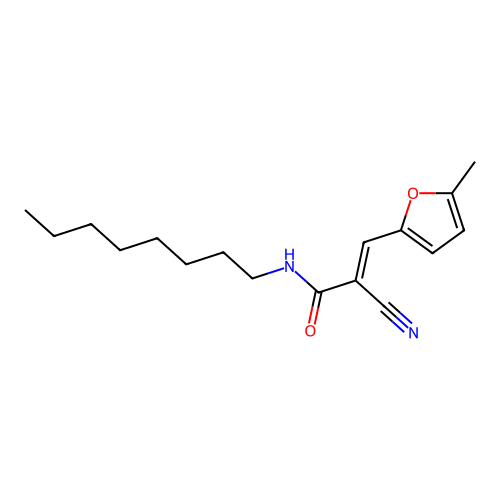 2-cyano-3-(5-methylfuran-2-yl)-N-octylprop-2-enamide structure