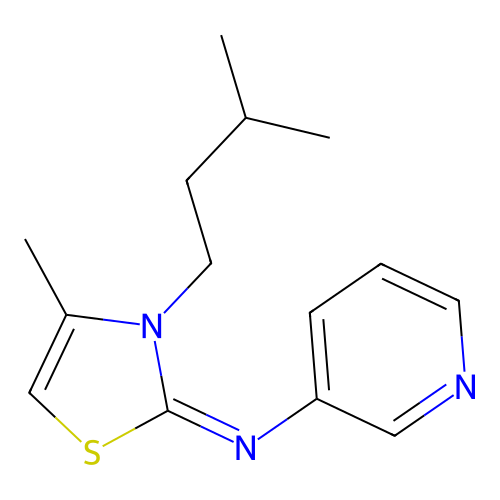 4-methyl-3-(3-methylbutyl)-N-pyridin-3-yl-1,3-thiazol-2-imine structure