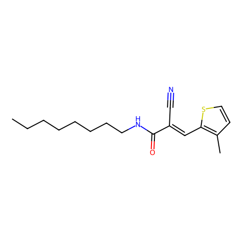 (E)-2-cyano-3-(3-methylthiophen-2-yl)-N-octylprop-2-enamide structure