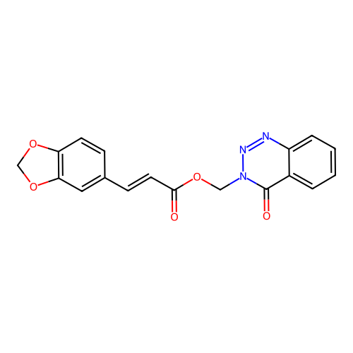(4-oxo-3,4-dihydro-1,2,3-benzotriazin-3-yl)methyl (2Z)-3-(2H-1,3-benzodioxol-5-yl)prop-2-enoate structure